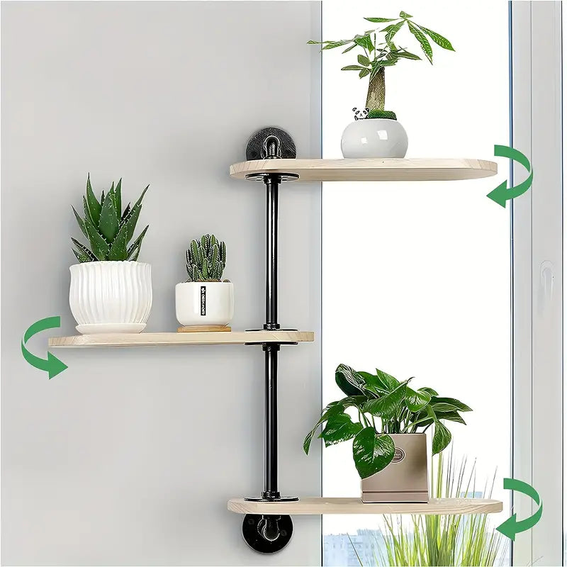 Rustic Industrial Pipe Storage Shelf with Wood Planks - 3 Tier-2