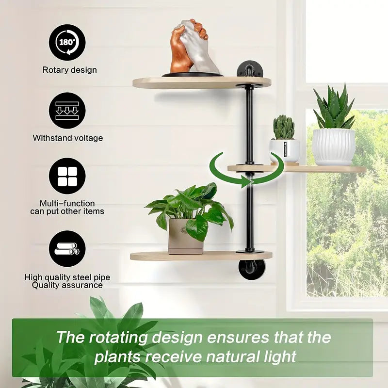 Rustic Industrial Pipe Storage Shelf with Wood Planks - 3 Tier-4