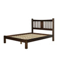 Queen size Solid Pine Wood Platform Bed with Headboard in Espresso-0