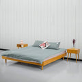 King size Mid-Century Modern Platform Bed Frame in Light Wood Finish-0
