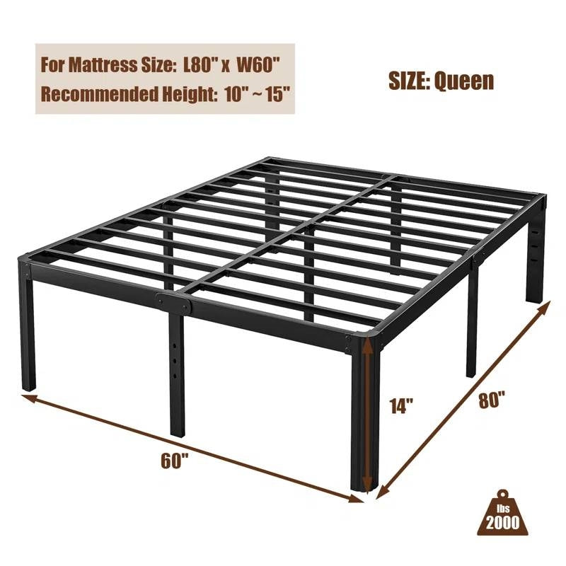 Queen Heavy Duty Metal Bed Frame with Round Edge Legs - 2,000 lb. Max Weight-4