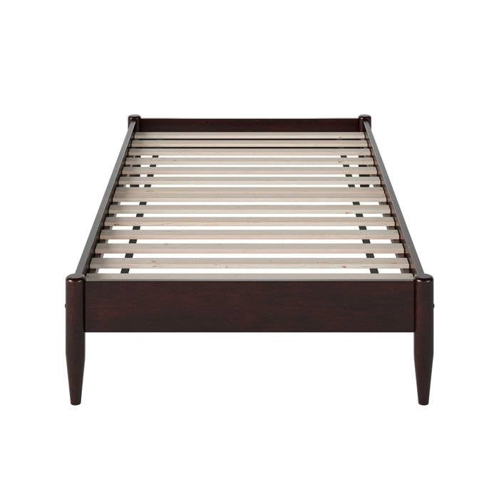 Twin XL Size Solid Hardwood Victorian Style Espresso Platform Bed-1