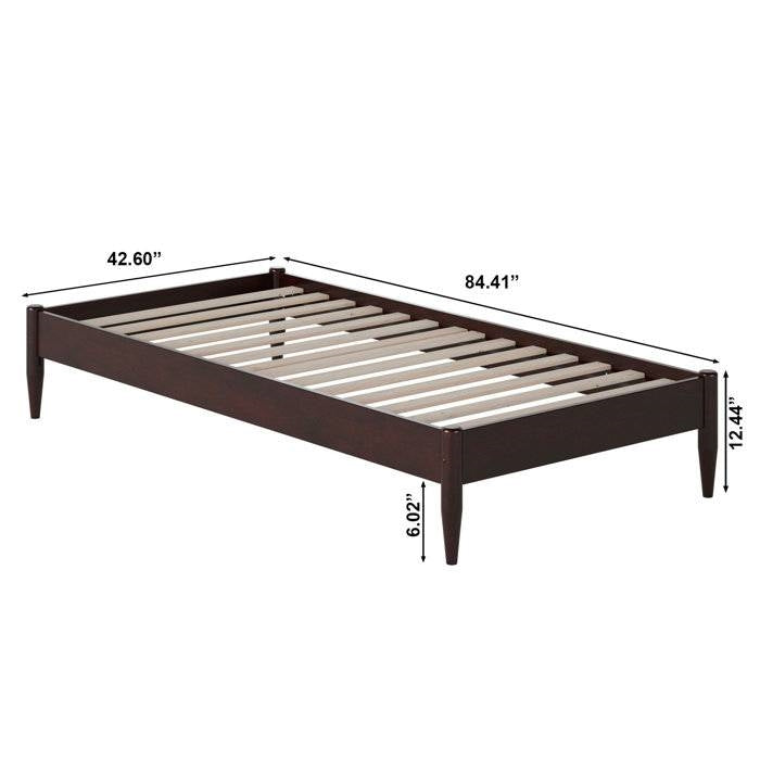 Twin XL Size Solid Hardwood Victorian Style Espresso Platform Bed-4