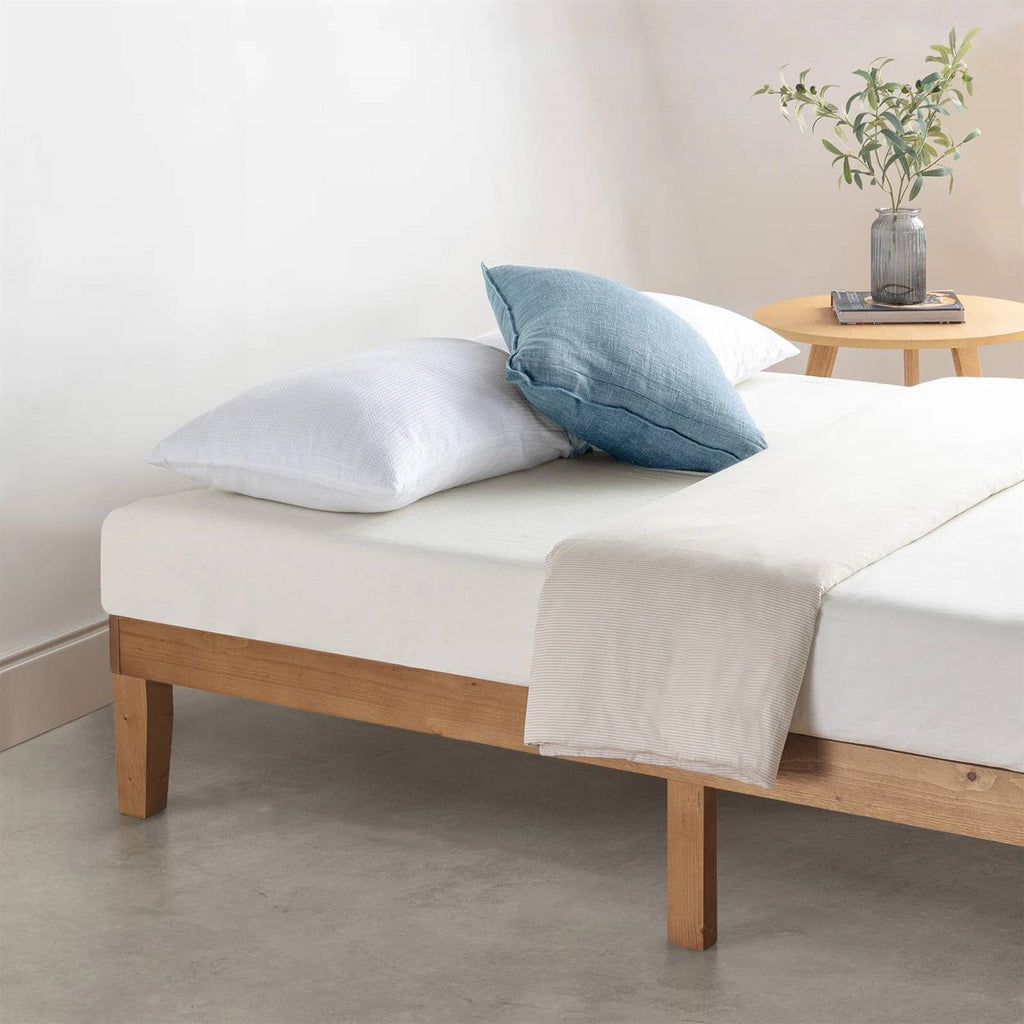Twin size Solid Wood Platform Bed Frame in Natural Wooden Finish-1